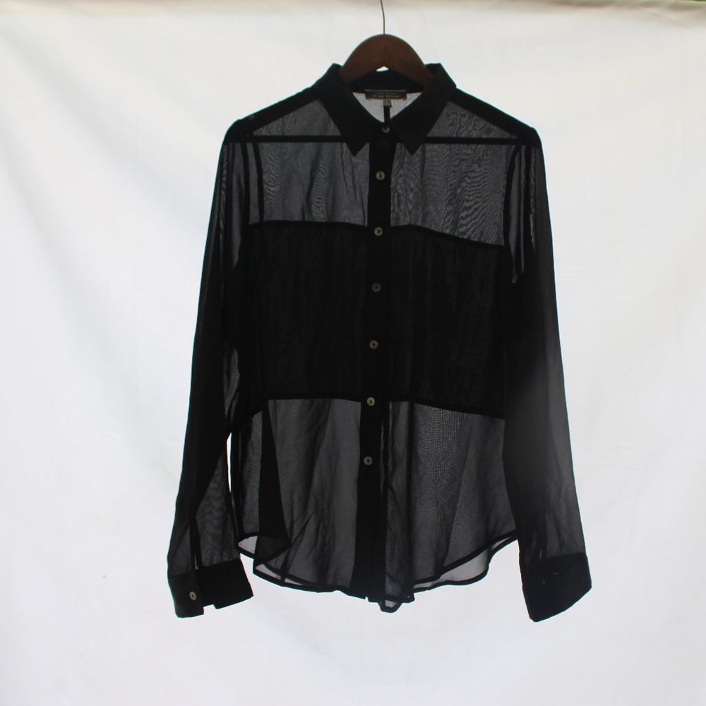 Blue Blush Sheer Button Down Shirt